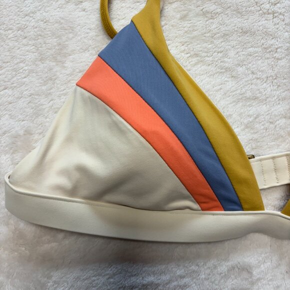 NWT Ripcurl Womens Bikini Top Small Melting Waves Fixed Triangle Cream Beach - Picture 2 of 11